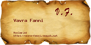 Vavra Fanni névjegykártya